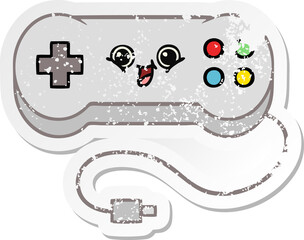 distressed sticker of a cute cartoon game controller