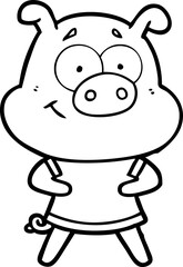 happy cartoon pig