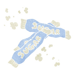 freehand retro cartoon packets of sugar