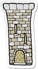 sticker of a cartoon old castle tower