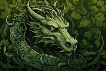 Monster head animal tattoo design dragon illustration art drawing fantasy background - obrazy, fototapety, plakaty