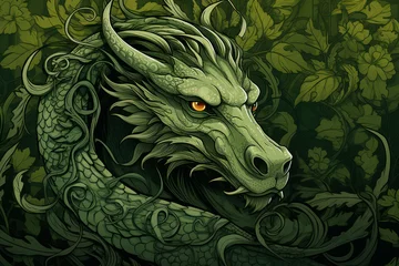 Poster Monster head animal tattoo design dragon illustration art drawing fantasy background © VICHIZH