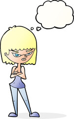 cartoon angry woman with thought bubble
