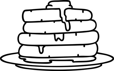 line doodle of a stack of tasty pancakes dripping with butter