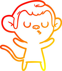 Obraz premium warm gradient line drawing of a cartoon monkey