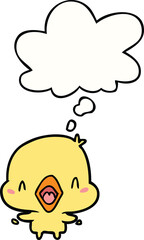 cartoon happy bird with thought bubble
