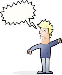 cartoon stressed man with speech bubble