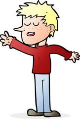 cartoon happy man reaching