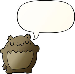 cartoon bear with speech bubble in smooth gradient style