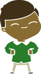 flat color style cartoon smiling boy