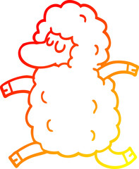 warm gradient line drawing of a cartoon sheep running