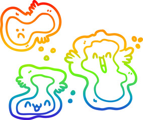 rainbow gradient line drawing of a cartoon cells
