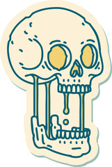 sticker of tattoo in traditional style of a skull