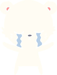 crying flat color style cartoon polarbear