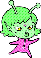 pretty cartoon alien girl