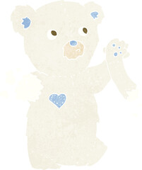 cartoon teddy polar bear with torn arm