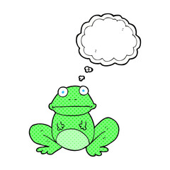 freehand drawn thought bubble cartoon frog