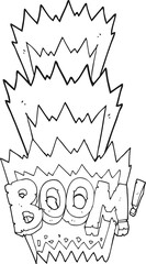 freehand drawn black and white cartoon boom symbol