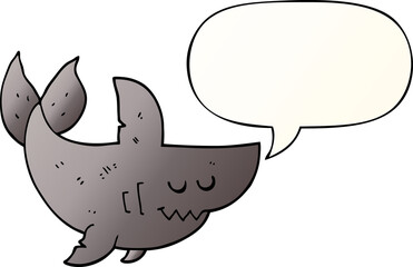 cartoon shark with speech bubble in smooth gradient style