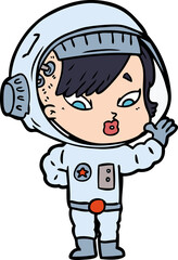 cartoon astronaut woman