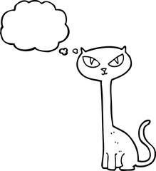 freehand drawn thought bubble cartoon cat