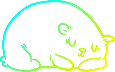 cold gradient line drawing of a sleepy polar bear