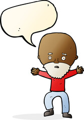 cartoon panicking old man with speech bubble