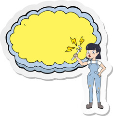 sticker of a cartoon female plumber