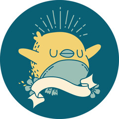 icon of a tattoo style flapping robin