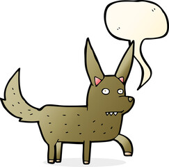 cartoon wild dog with speech bubble