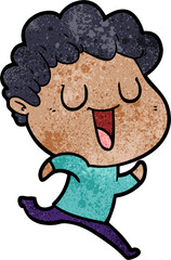 laughing cartoon man running