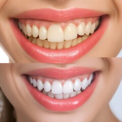 Teeth whitening treatment with before and after comparison