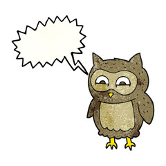 freehand speech bubble textured cartoon owl