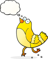 freehand drawn thought bubble cartoon bird