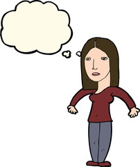 cartoon annoyed woman with thought bubble