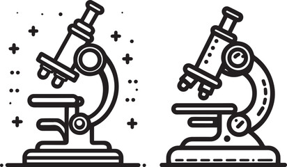 black and white vector illustration of two microscopes