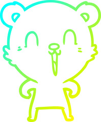 cold gradient line drawing of a happy cartoon bear