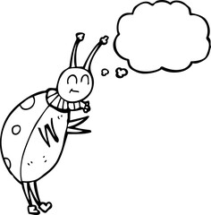 freehand drawn thought bubble cartoon ladybug