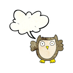 freehand speech bubble textured cartoon owl