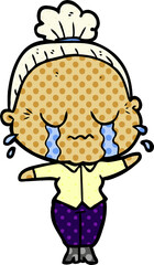 cartoon crying old lady