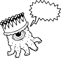 freehand drawn speech bubble cartoon king alien