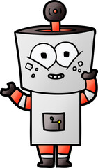 happy cartoon robot waving hello