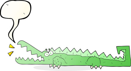 freehand drawn speech bubble cartoon crocodile