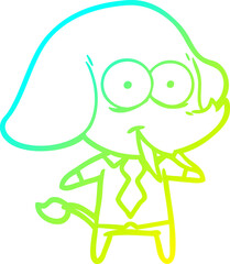cold gradient line drawing of a happy cartoon elephant boss