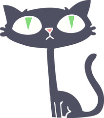 flat color illustration cartoon halloween black cat