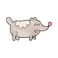 freehand textured cartoon small fat dog