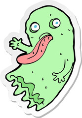 sticker of a gross cartoon ghost