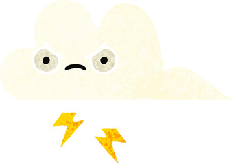 retro illustration style cartoon of a thunder cloud