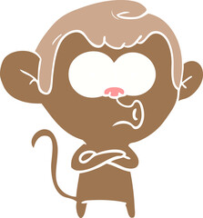 flat color style cartoon hooting monkey