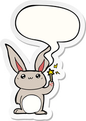 cute cartoon rabbit with speech bubble sticker